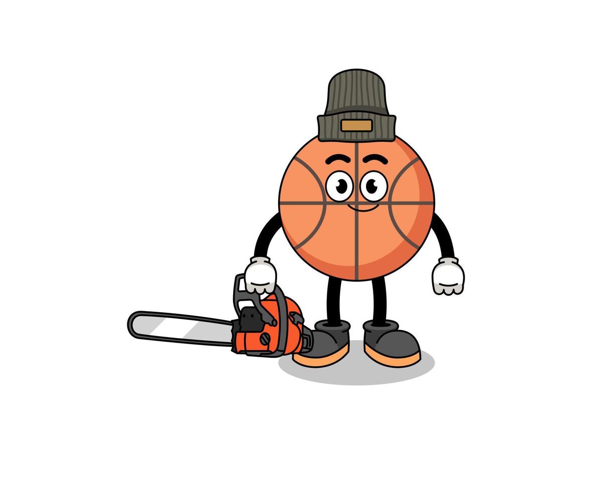 basketball illustration cartoon as a lumberjack vector