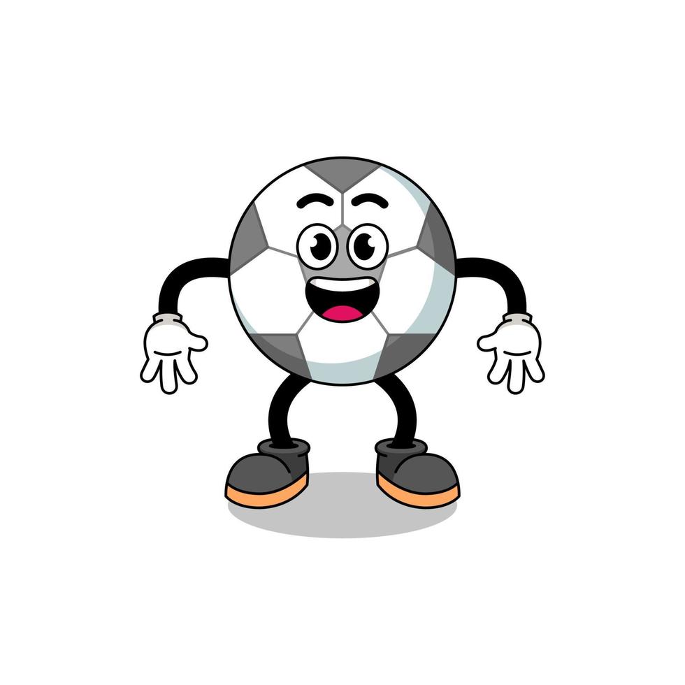 dibujos animados de pelota de fútbol con gesto sorprendido vector