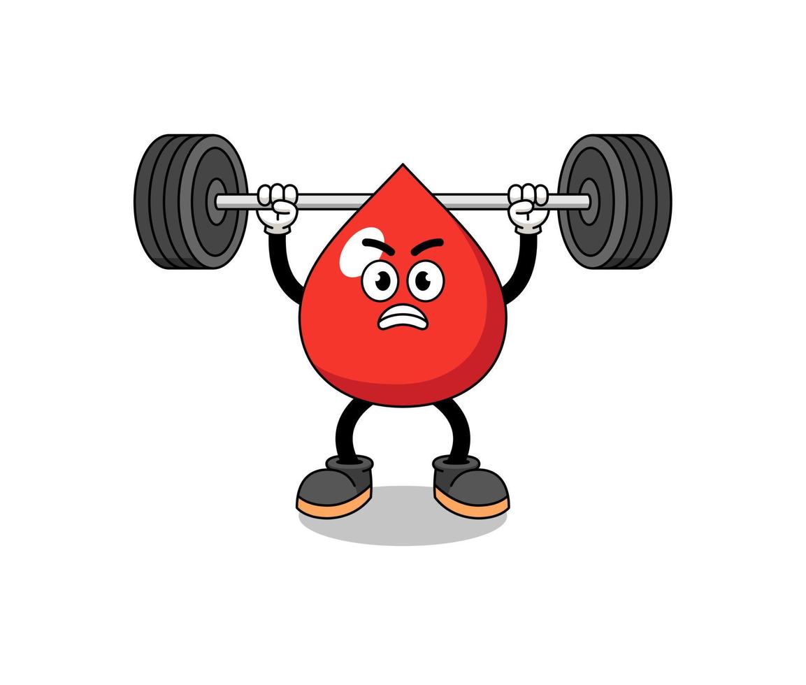 blood mascot cartoon lifting a barbell vector