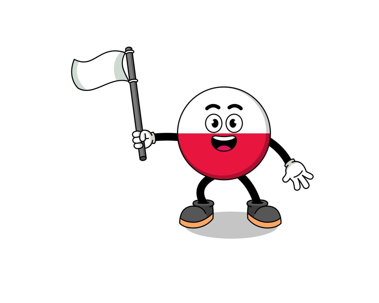 Cartoon Illustration of poland flag holding a white flag vector