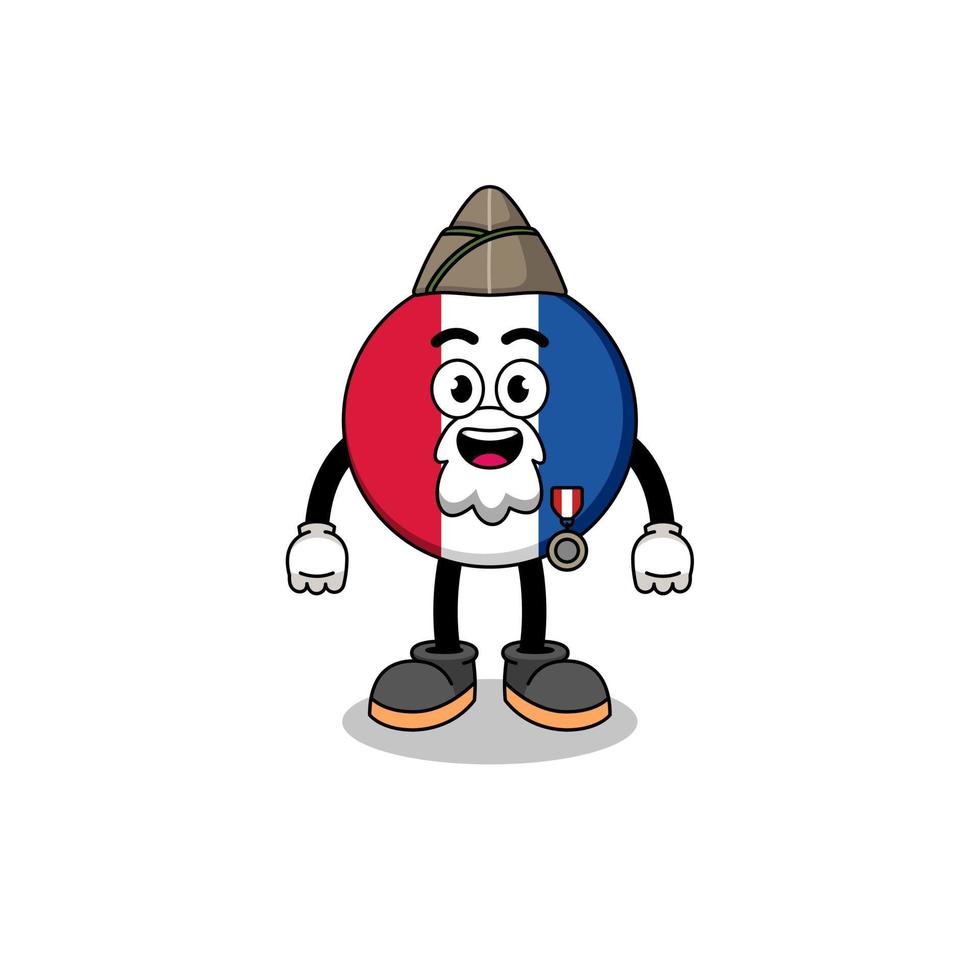 Character cartoon of france flag as a veteran vector