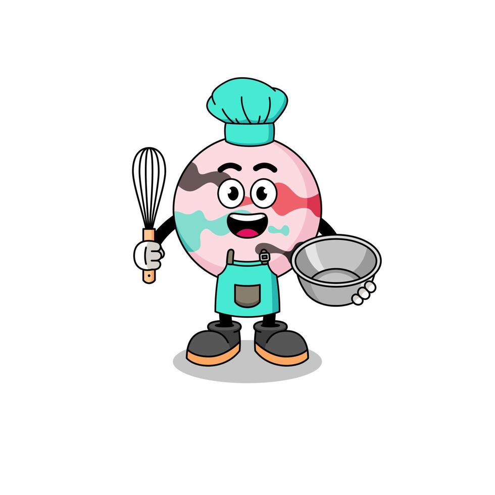 Illustration of bath bomb as a bakery chef vector