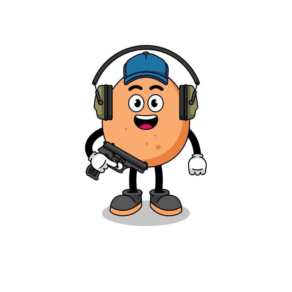 Character mascot of egg doing shooting range vector