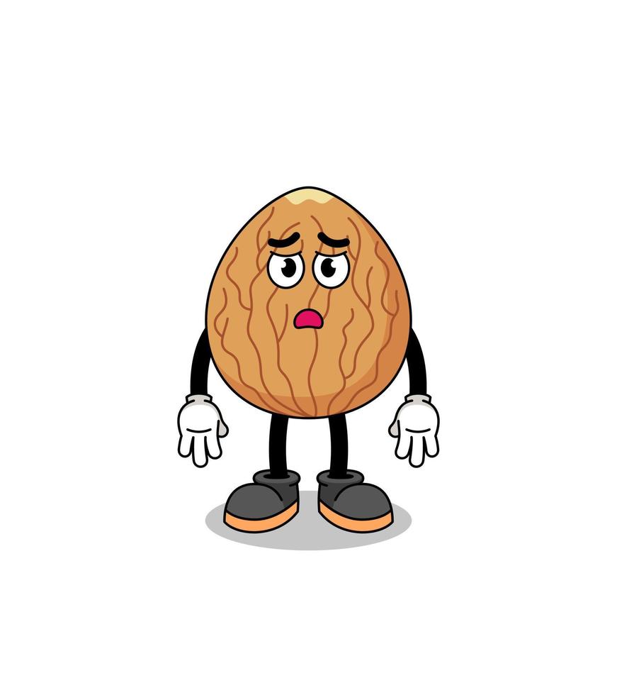 almond cartoon illustration with sad face vector
