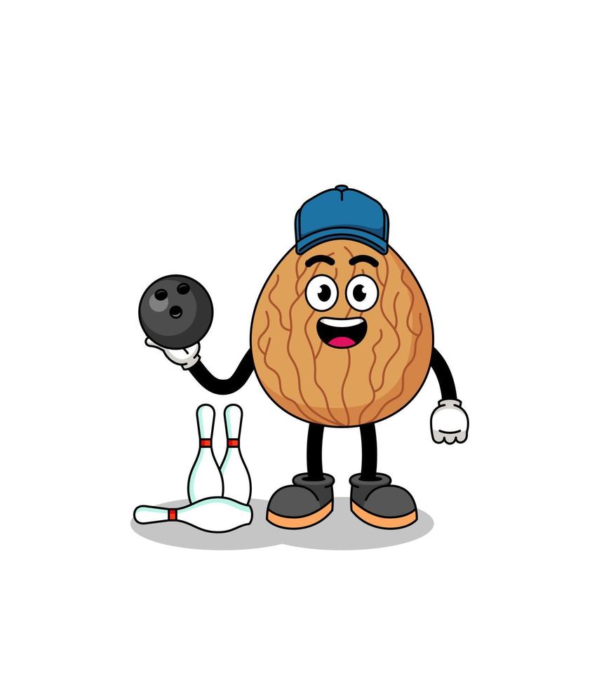 Mascot of almond as a bowling player vector
