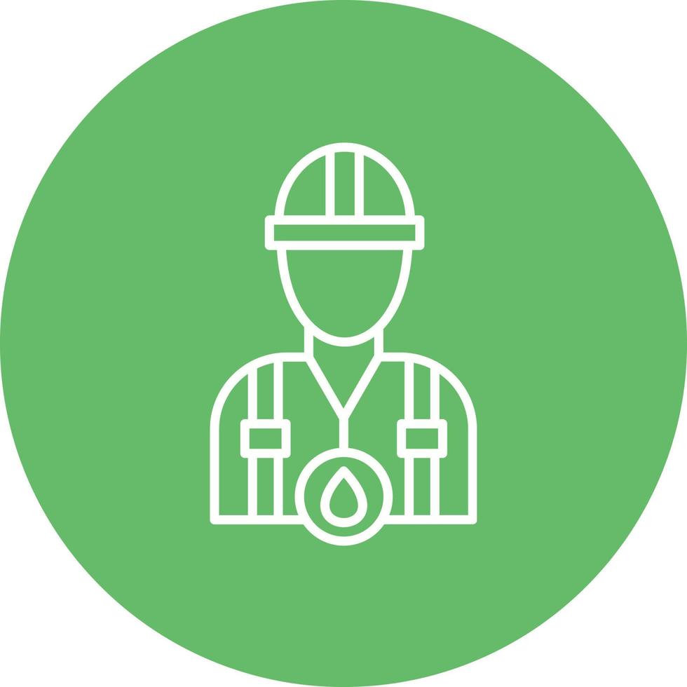 Oil Worker Line Circle Background Icon vector