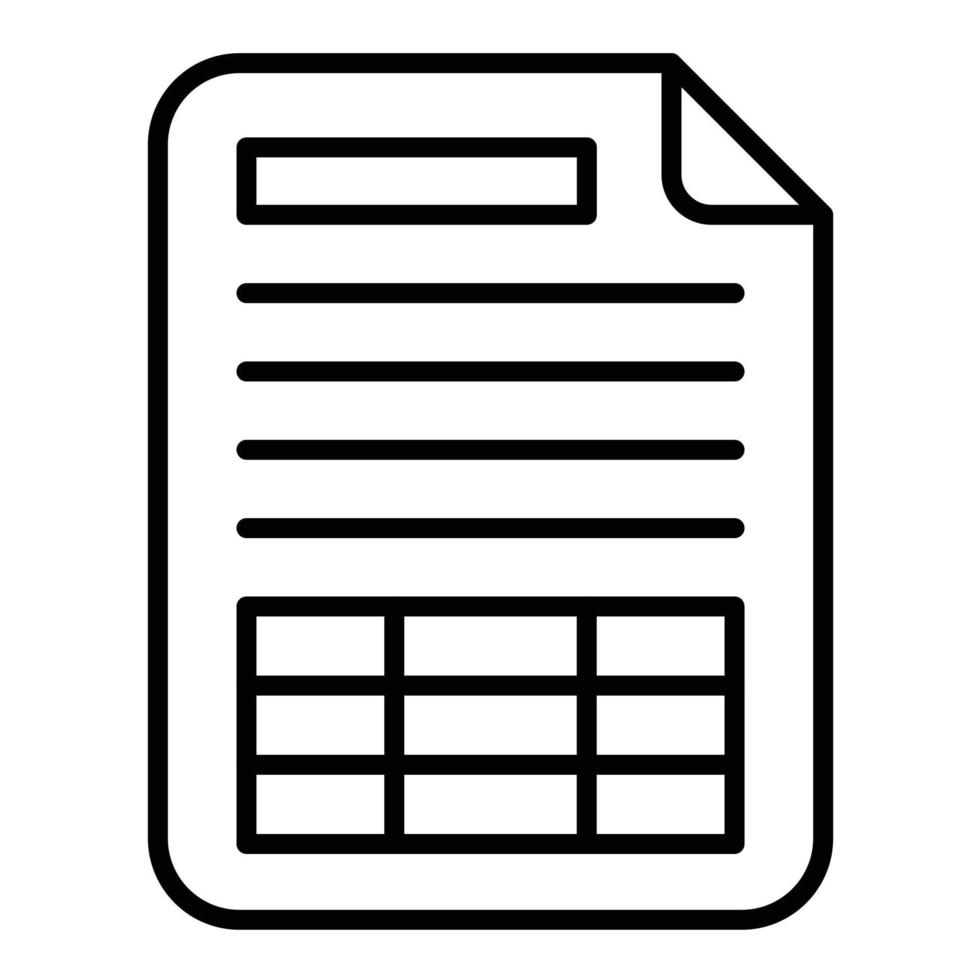 Spreadsheet Line Icon vector