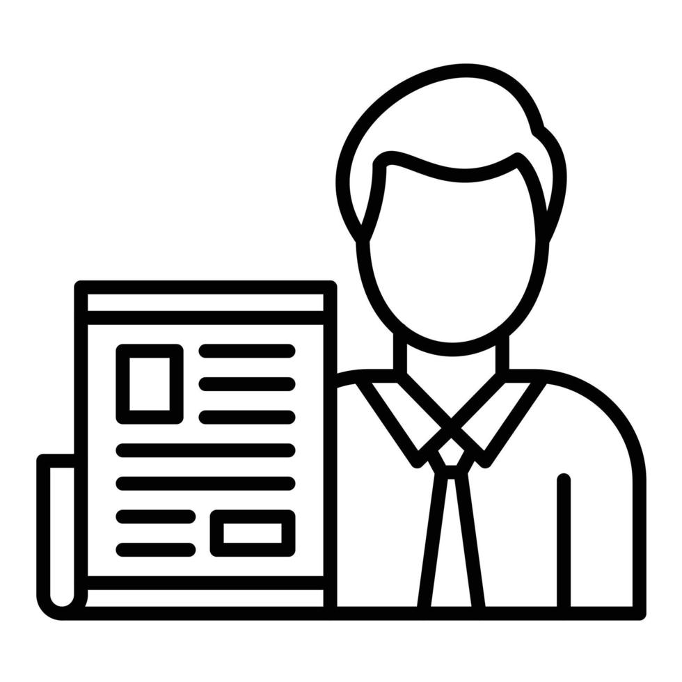 Male Journalist Line Icon vector