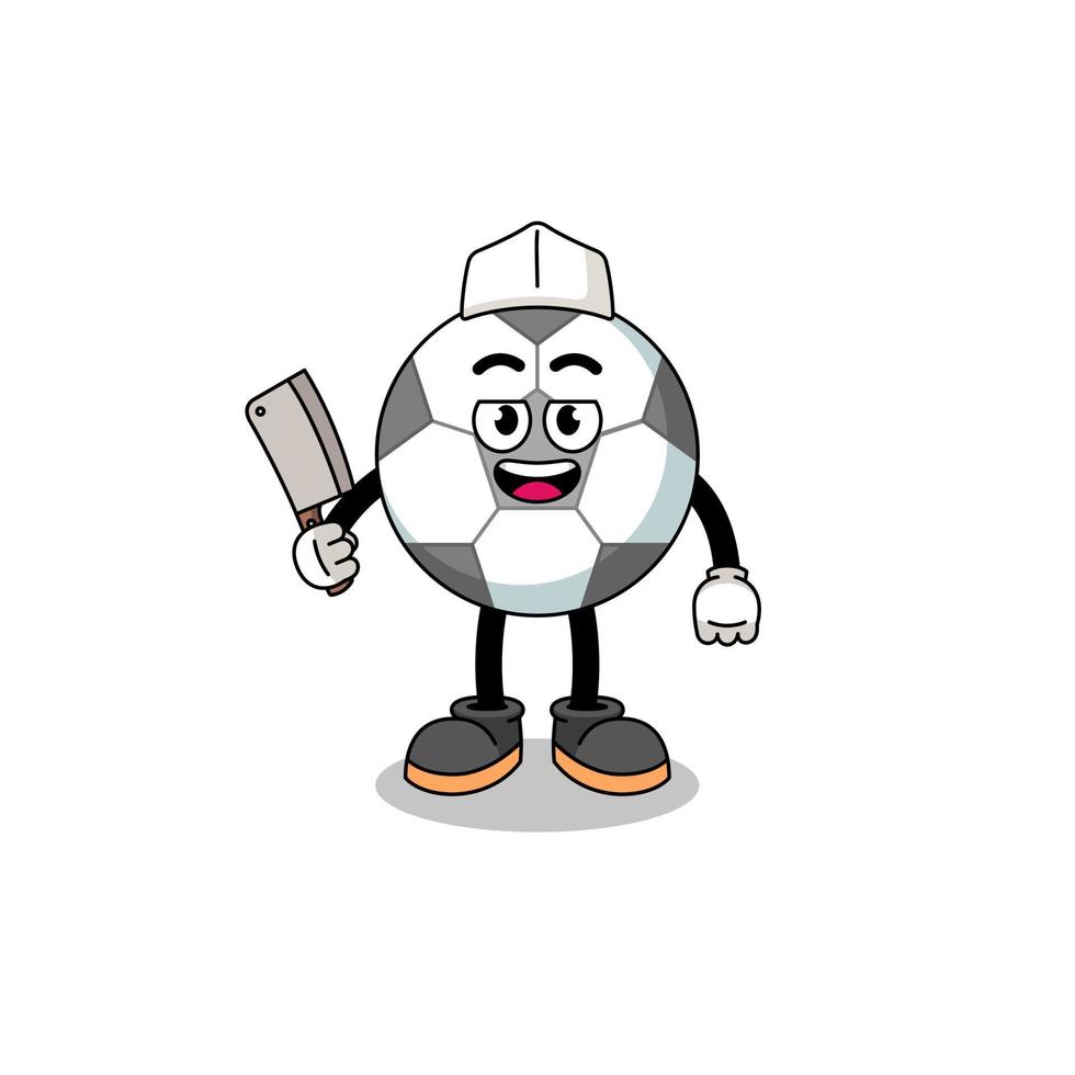 Mascot of soccer ball as a butcher vector