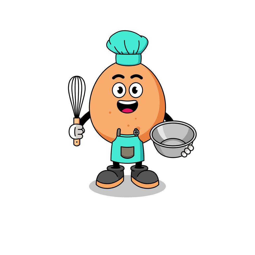 ilustración de huevo como chef de panadería vector