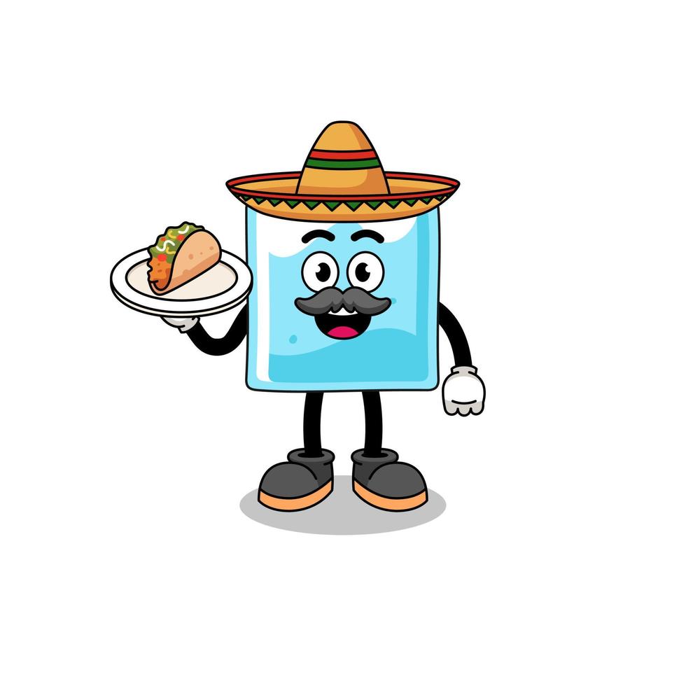 Character cartoon of ice block as a mexican chef vector