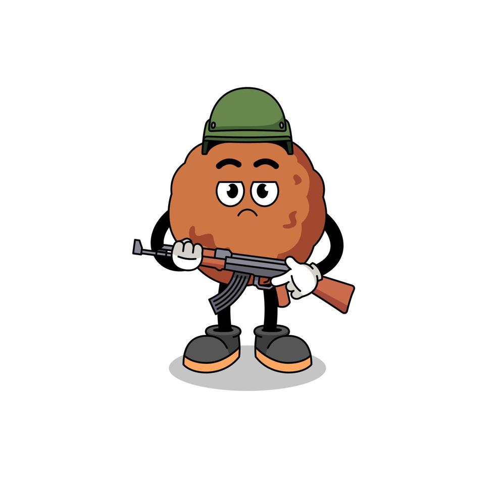 Cartoon of meatball soldier vector