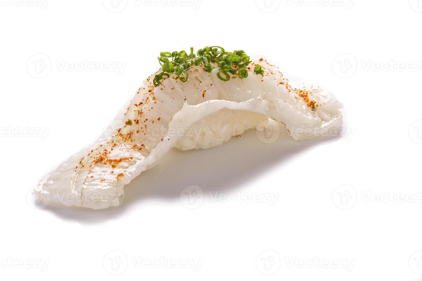 Engawa Sushi, overflowing sushi on a white background photo