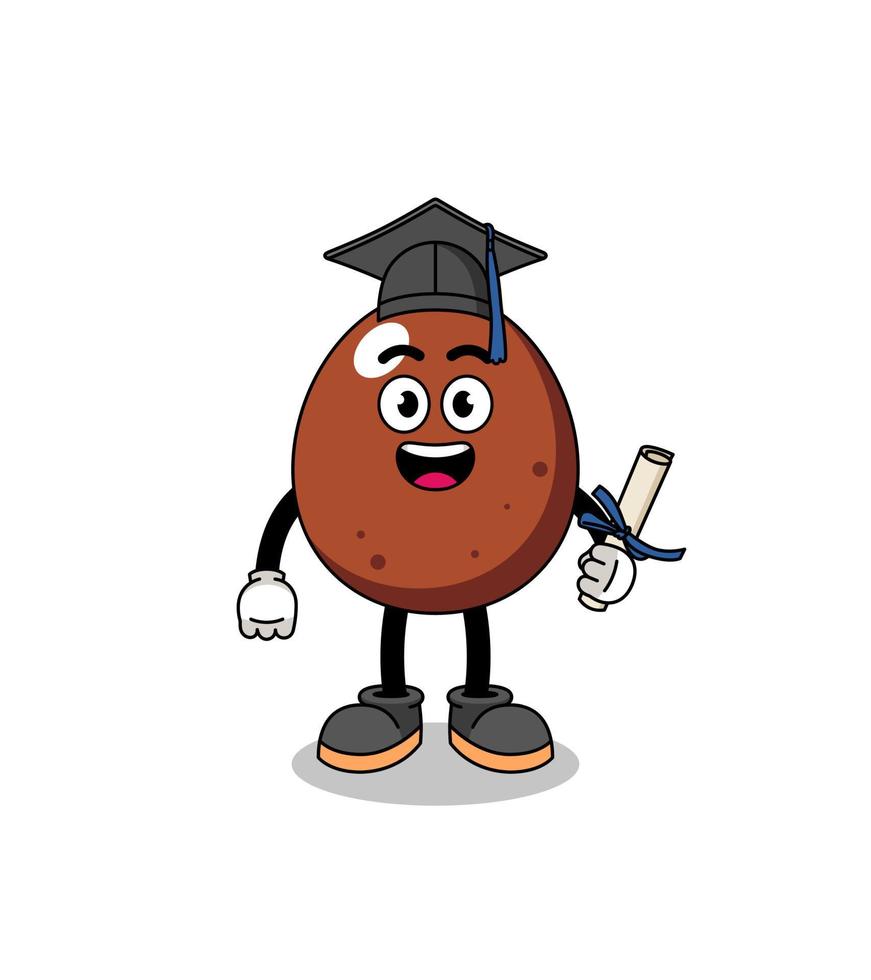 chocolate egg mascot with graduation pose vector