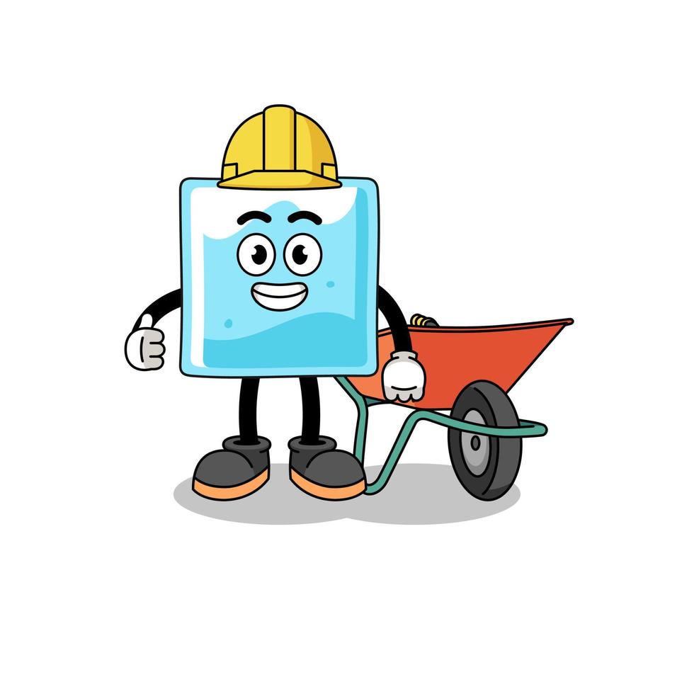 ice block cartoon as a contractor vector