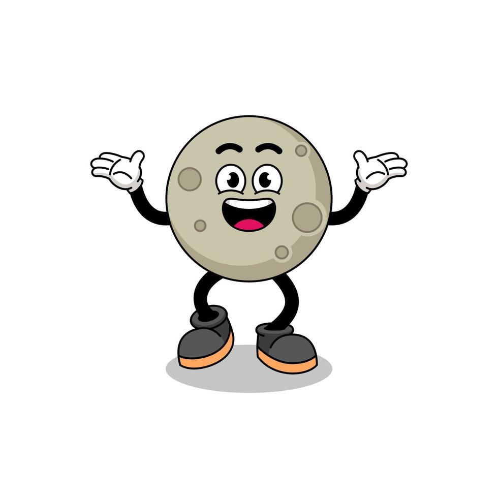 moon cartoon searching with happy gesture vector