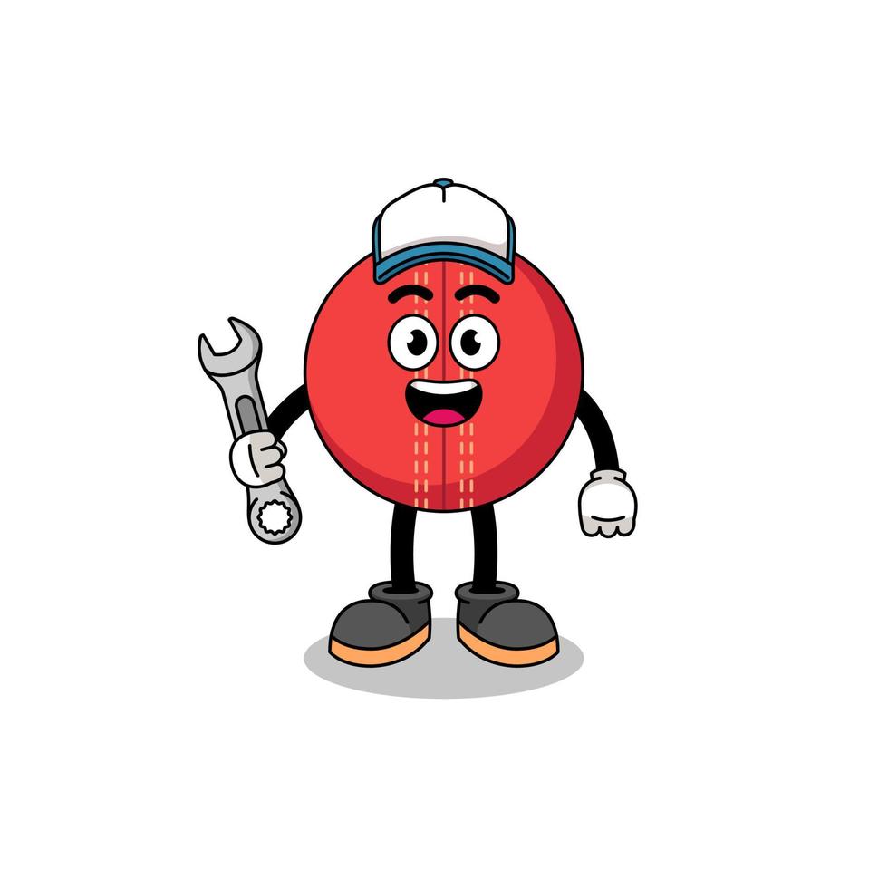 cricket ball illustration cartoon as a mechanic vector