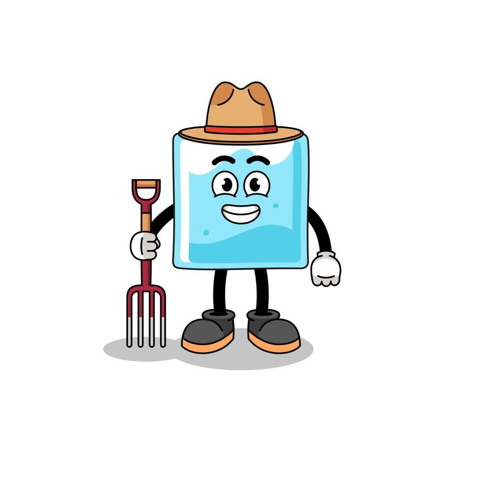 Cartoon mascot of ice block farmer vector