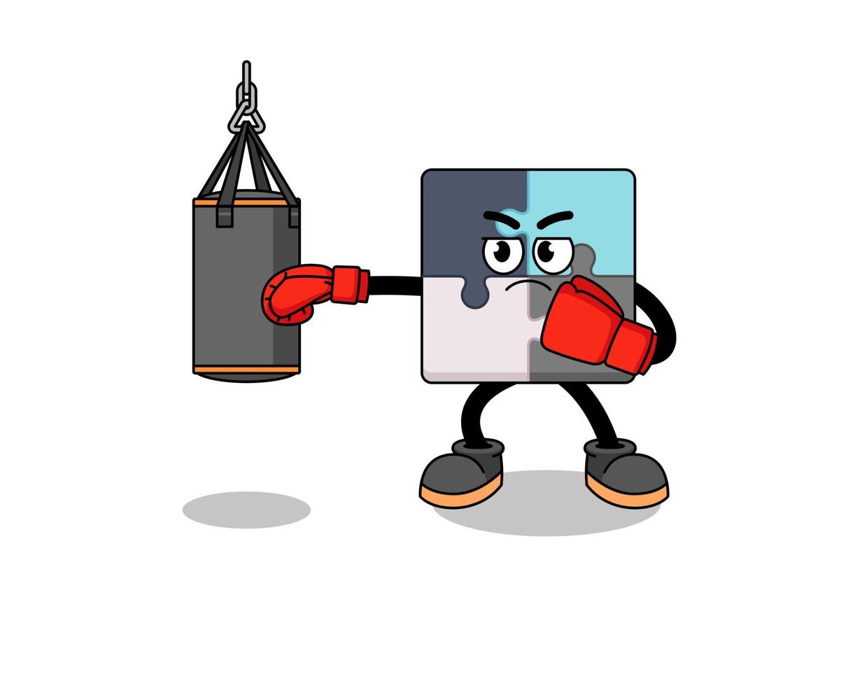 ilustración, de, rompecabezas, boxeador vector