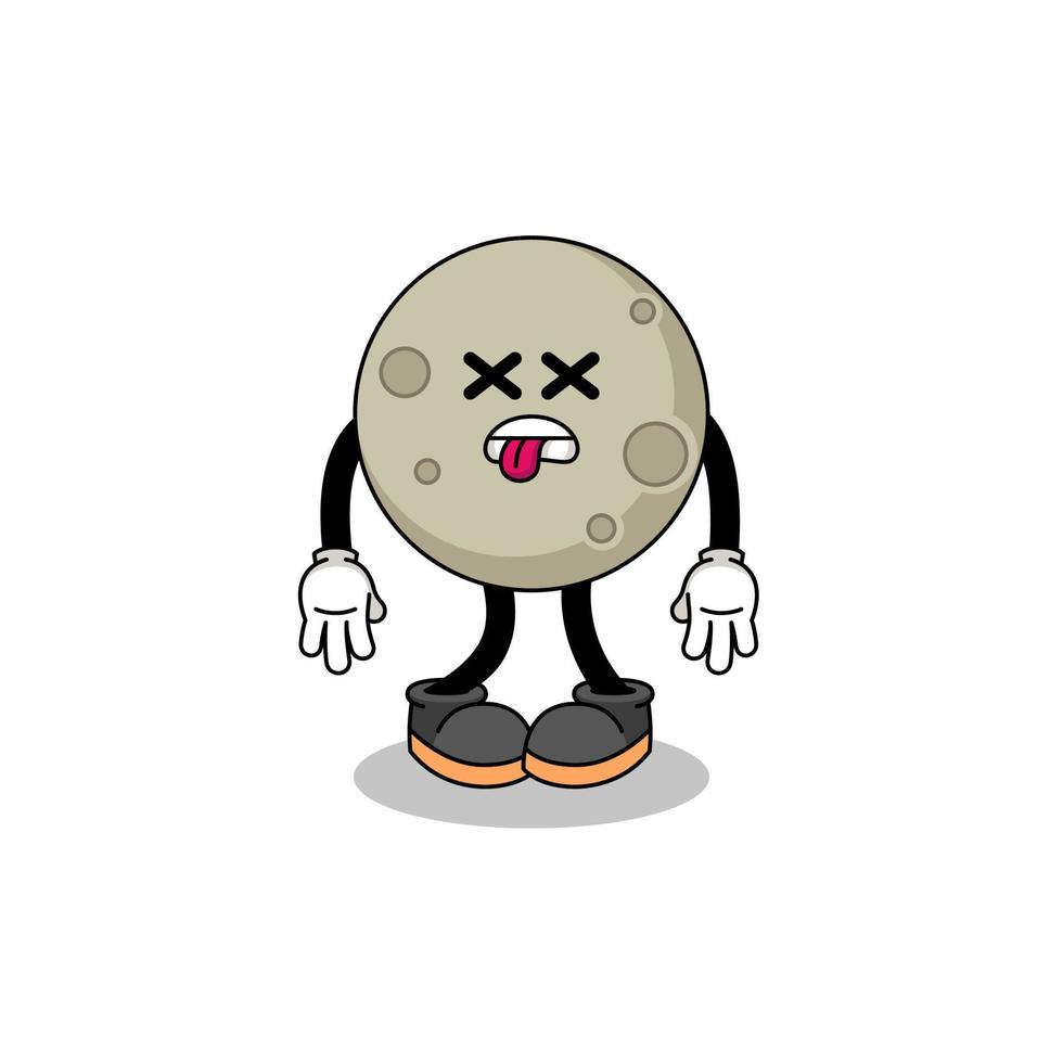 moon mascot illustration is dead vector