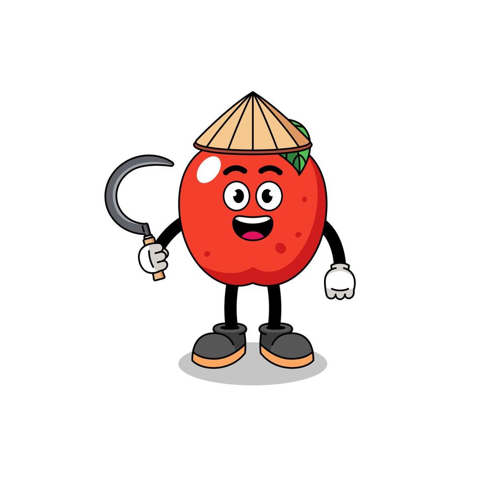 Illustration of apple as an asian farmer vector