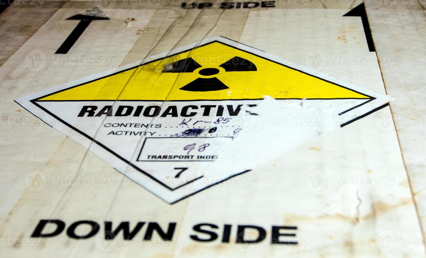 Radioactive material transport index at the transportation paper package photo