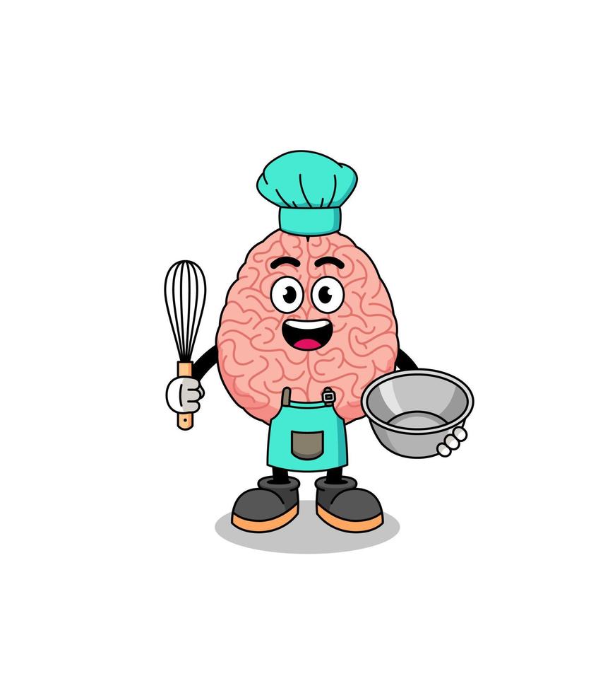 Illustration of brain as a bakery chef vector