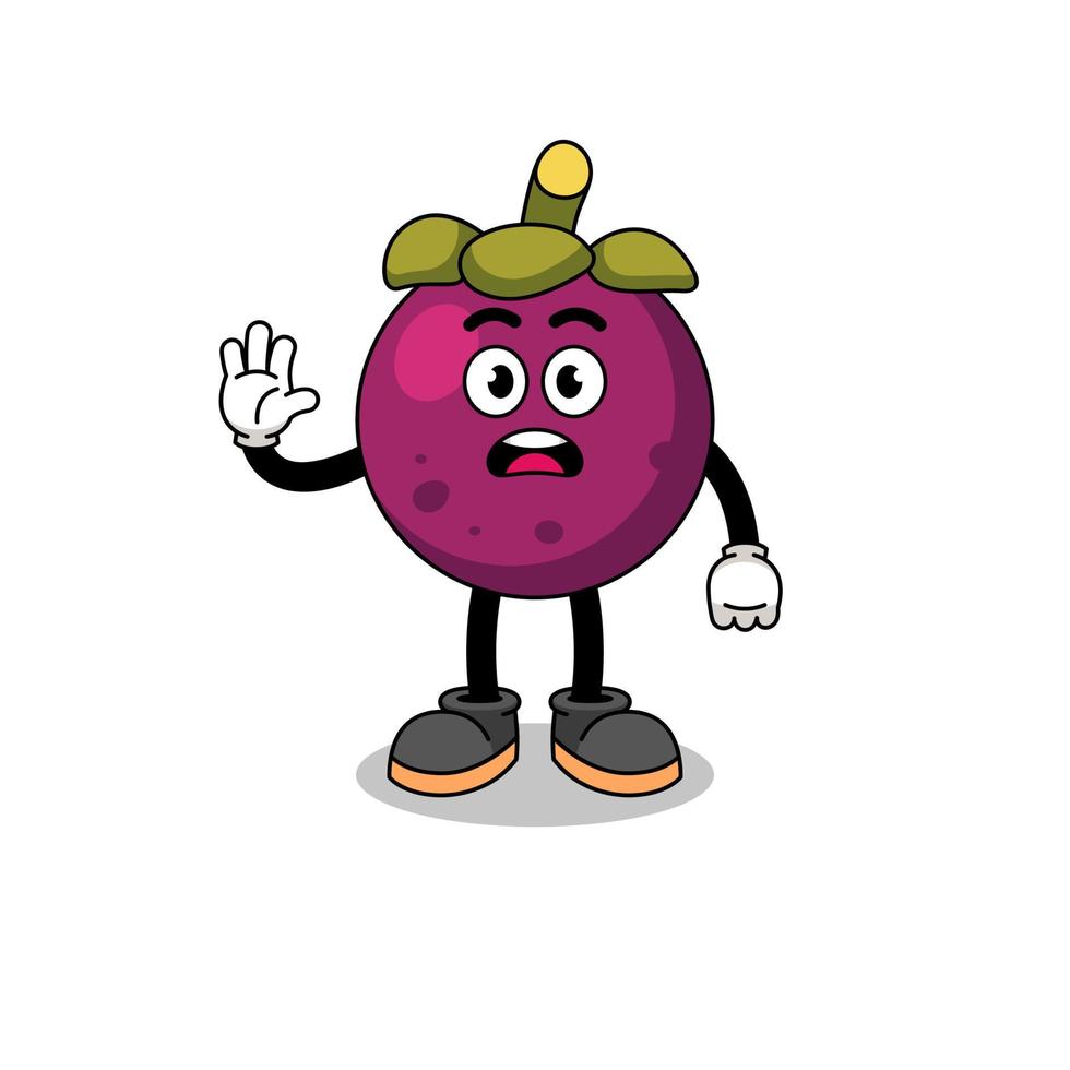 mangosteen cartoon illustration doing stop hand vector