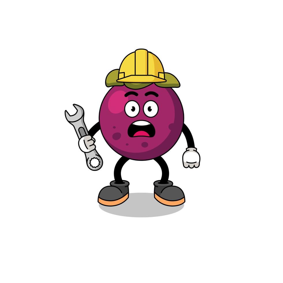 Character Illustration of mangosteen with 404 error vector