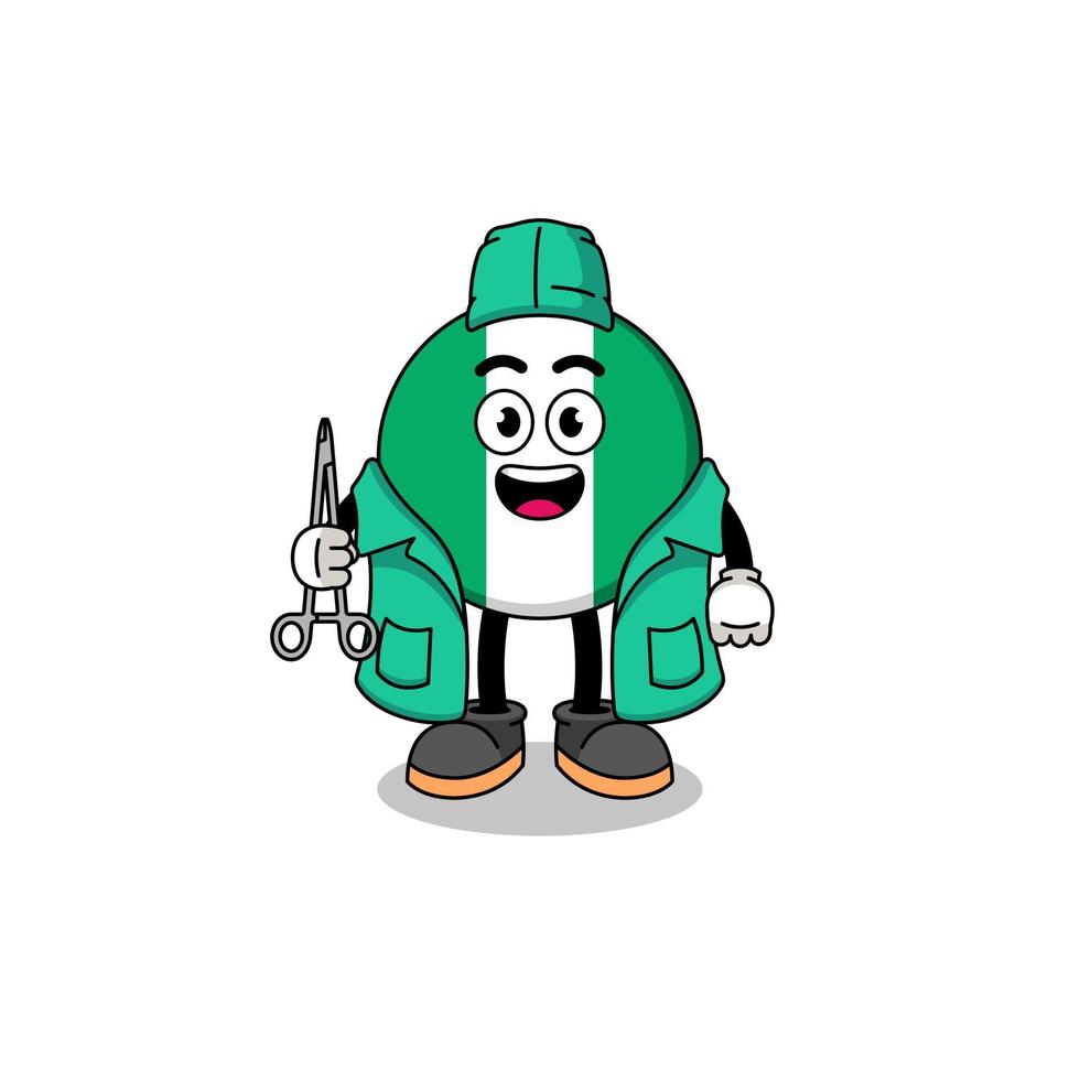 Illustration of nigeria flag mascot as a surgeon vector