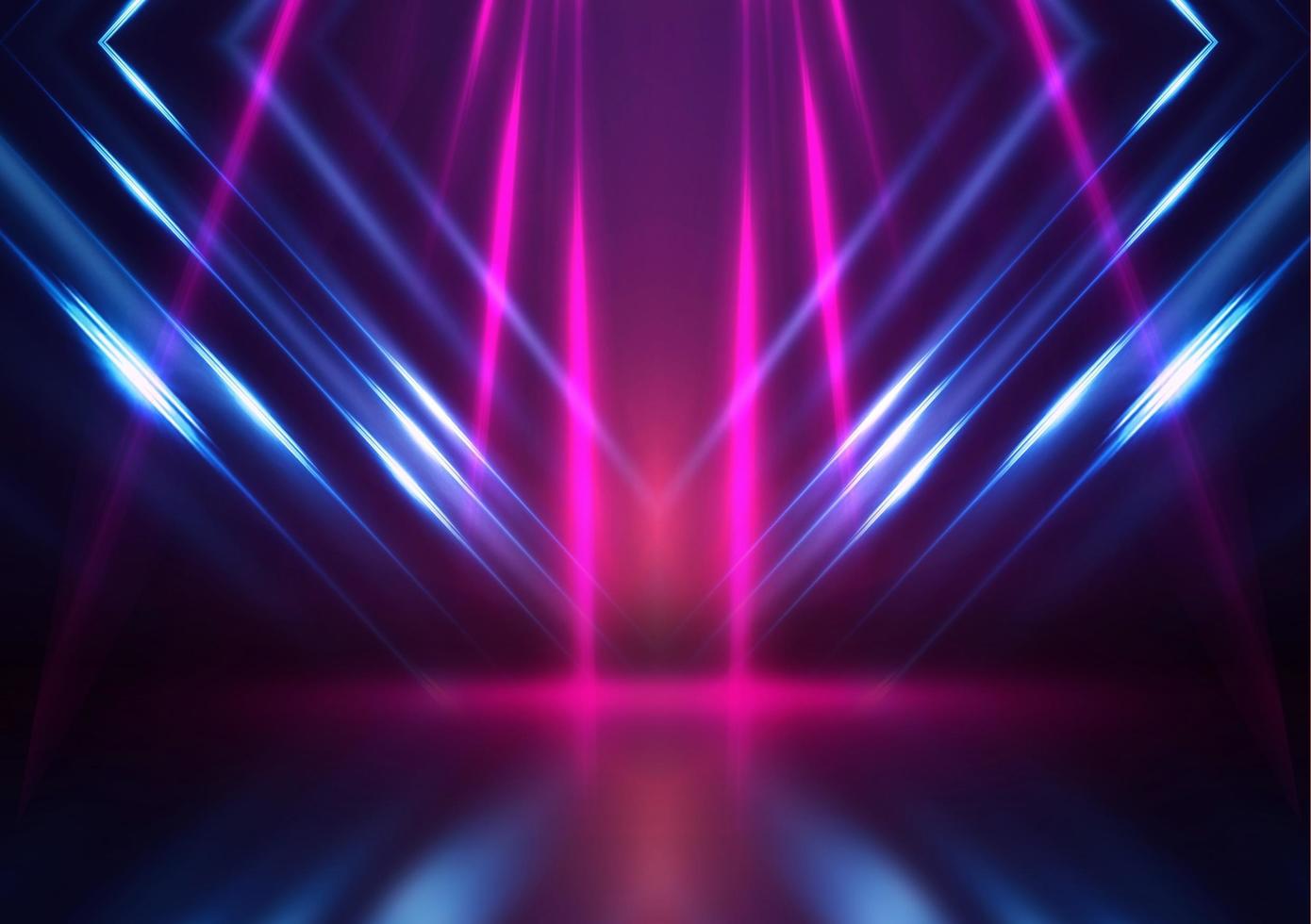 Empty dark abstract background. Background of an empty show scene. Glow of neon lights on an empty stage photo