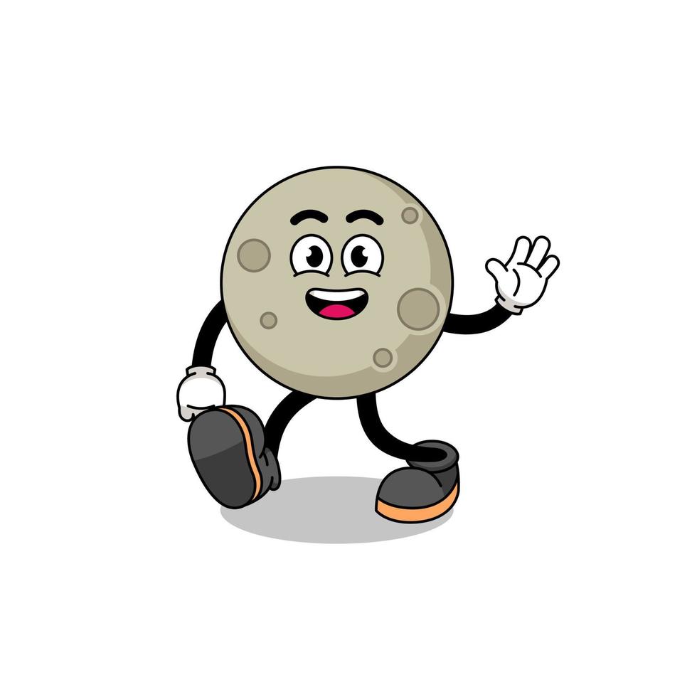 moon cartoon walking vector