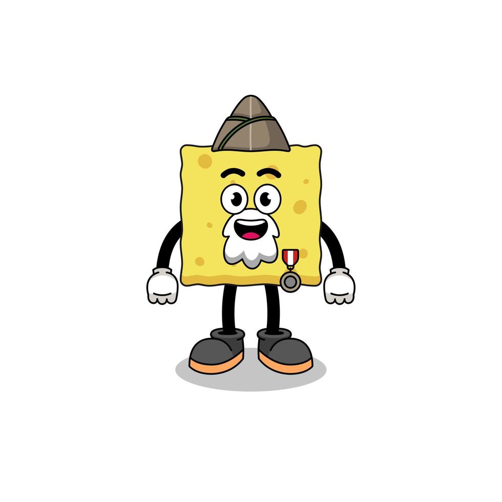 Character cartoon of sponge as a veteran vector