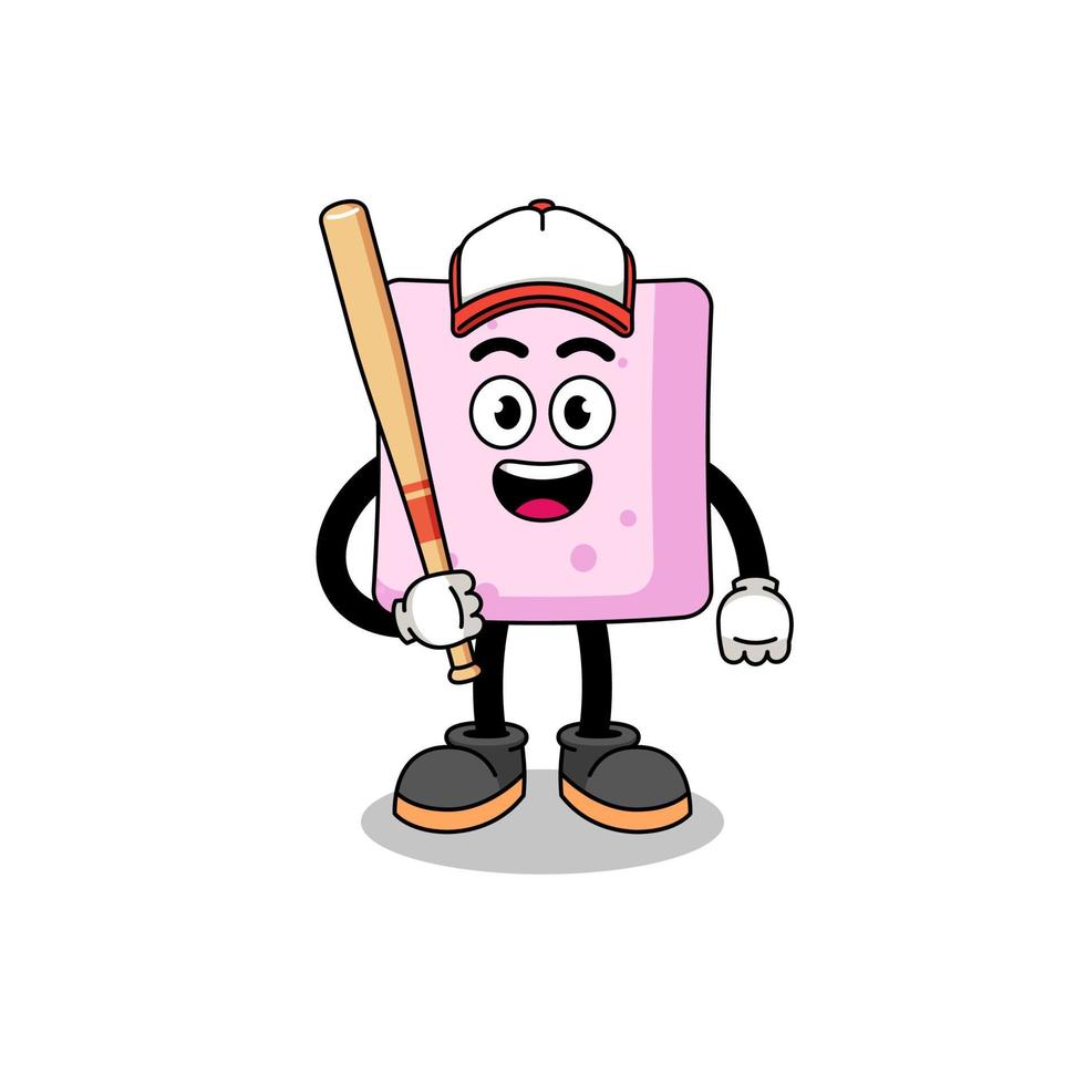 marshmallow mascot cartoon as a baseball player vector