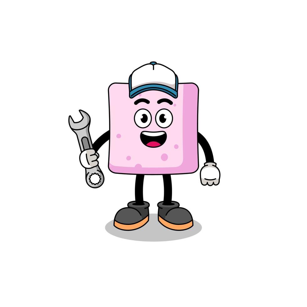 marshmallow illustration cartoon as a mechanic vector