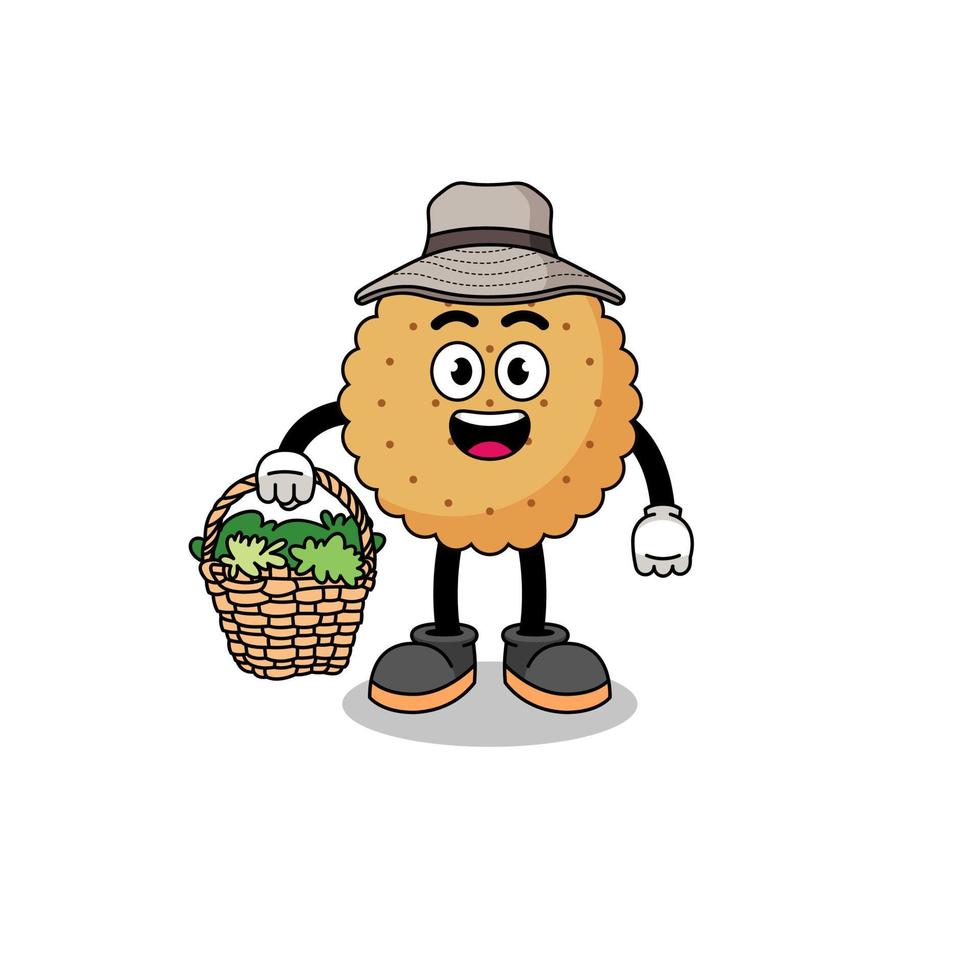 ilustración de personaje de galleta redonda como herbolario vector