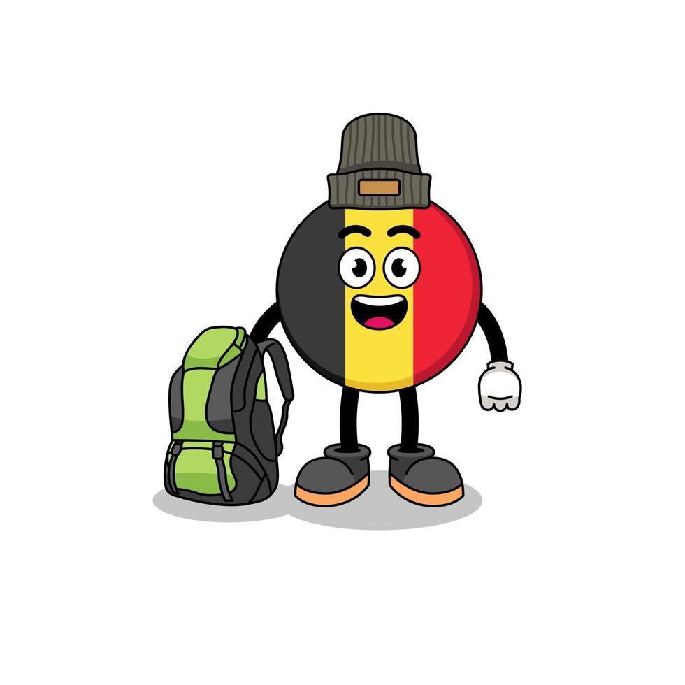 Illustration of belgium flag mascot as a hiker vector