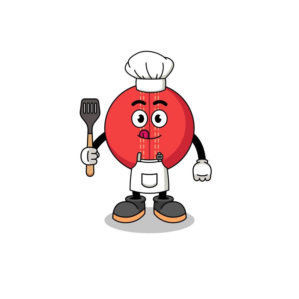 Mascot Illustration of cricket ball chef vector