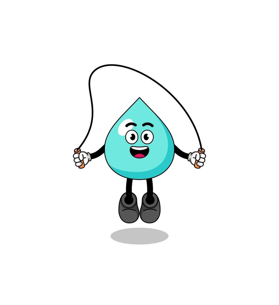 water mascot cartoon is playing skipping rope vector