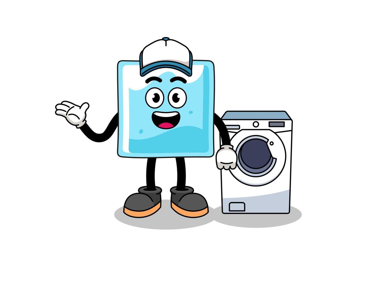 ice block illustration as a laundry man vector