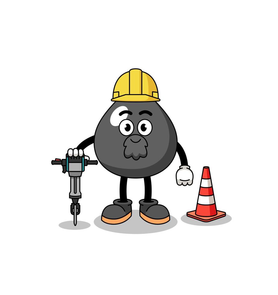 caricatura de personaje de aceite trabajando en la construcción de carreteras vector