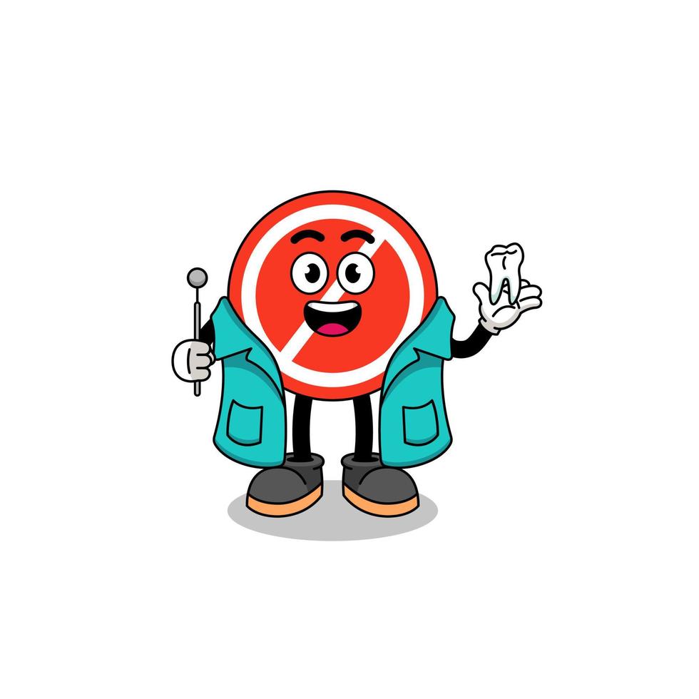 Illustration of stop sign mascot as a dentist vector