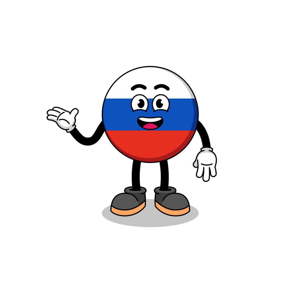 russia flag cartoon with welcome pose vector
