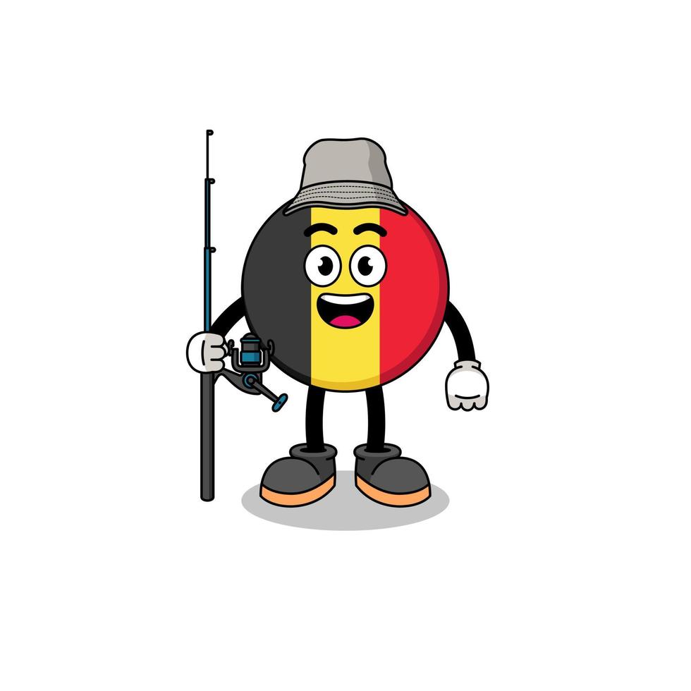 Mascot Illustration of belgium flag fisherman vector