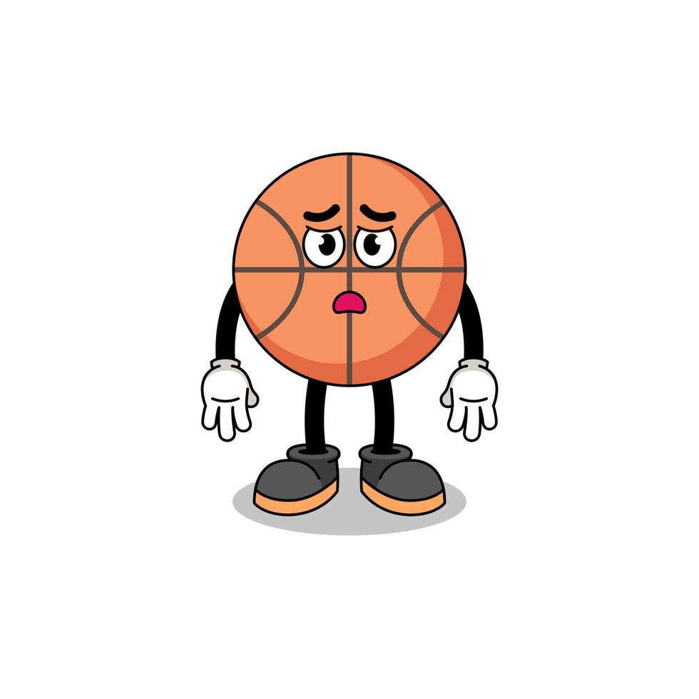 ilustración de dibujos animados de baloncesto con cara triste vector