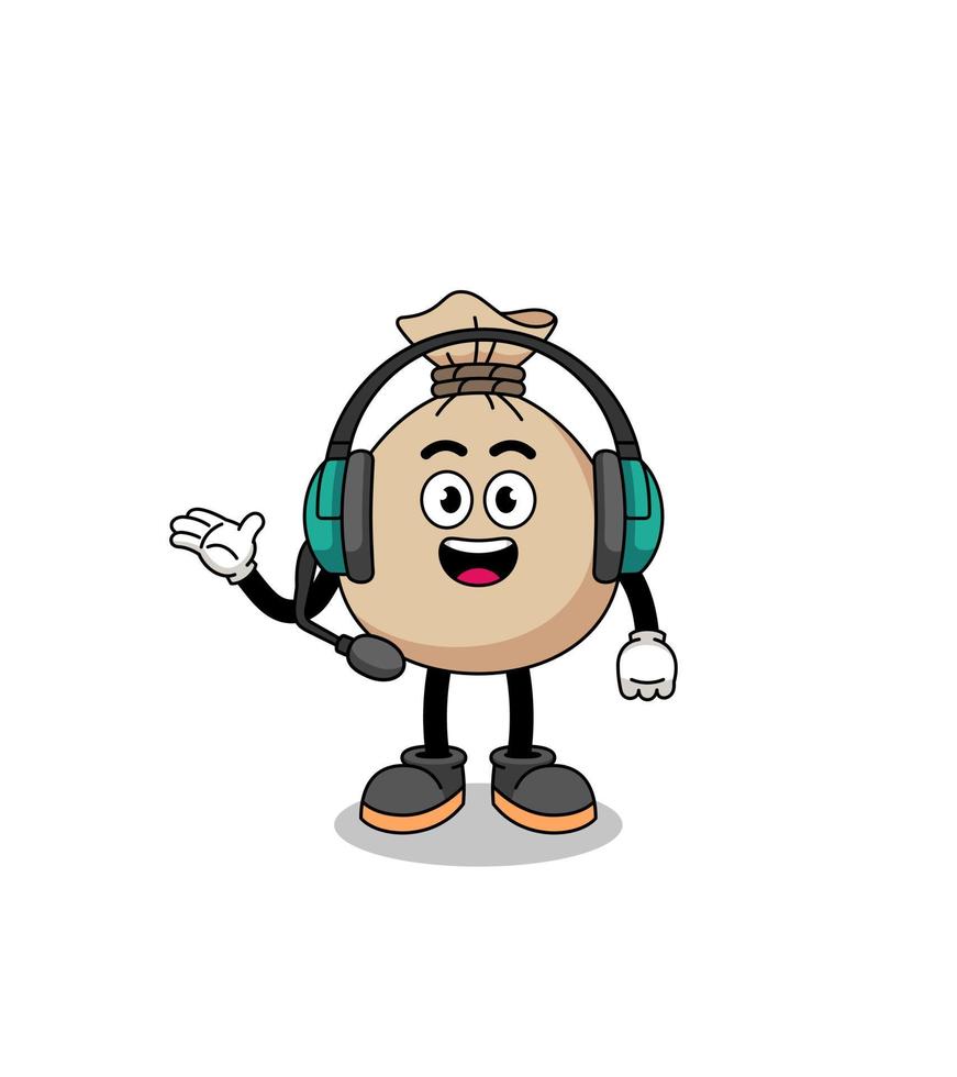 Mascot Illustration of money sack as a customer services vector