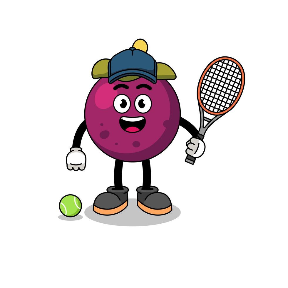 mangosteen illustration as a tennis player vector