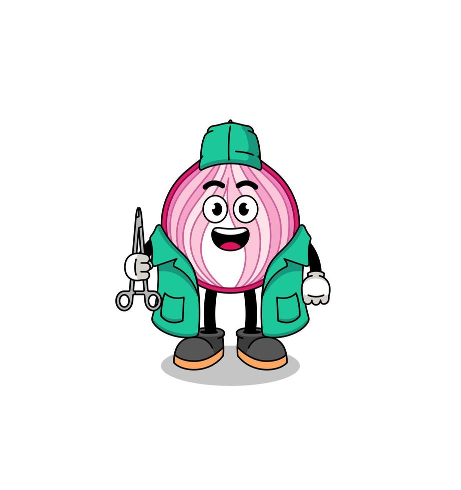 Illustration of sliced onion mascot as a surgeon vector