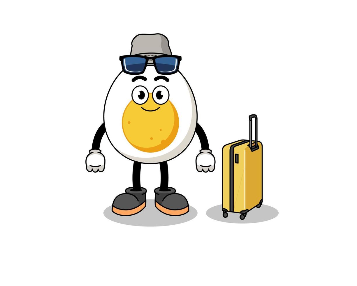 boiled egg mascot doing vacation vector