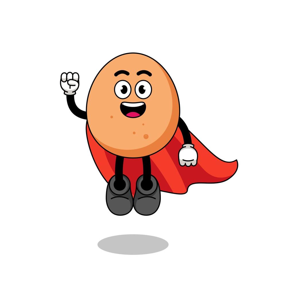 egg cartoon with flying superhero vector